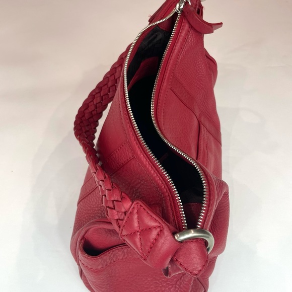 Reduced!! VTG Cole Haan Red Bag with Woven Handle, Made in Spain - Picture 2 of 9